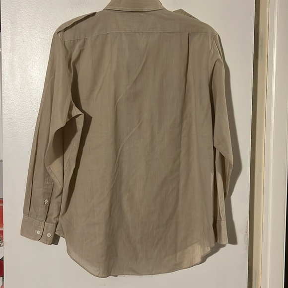 Ketch tan/cream baby check mens long sleeve shirt. Epaulets on shoulder - Picture 6 of 9